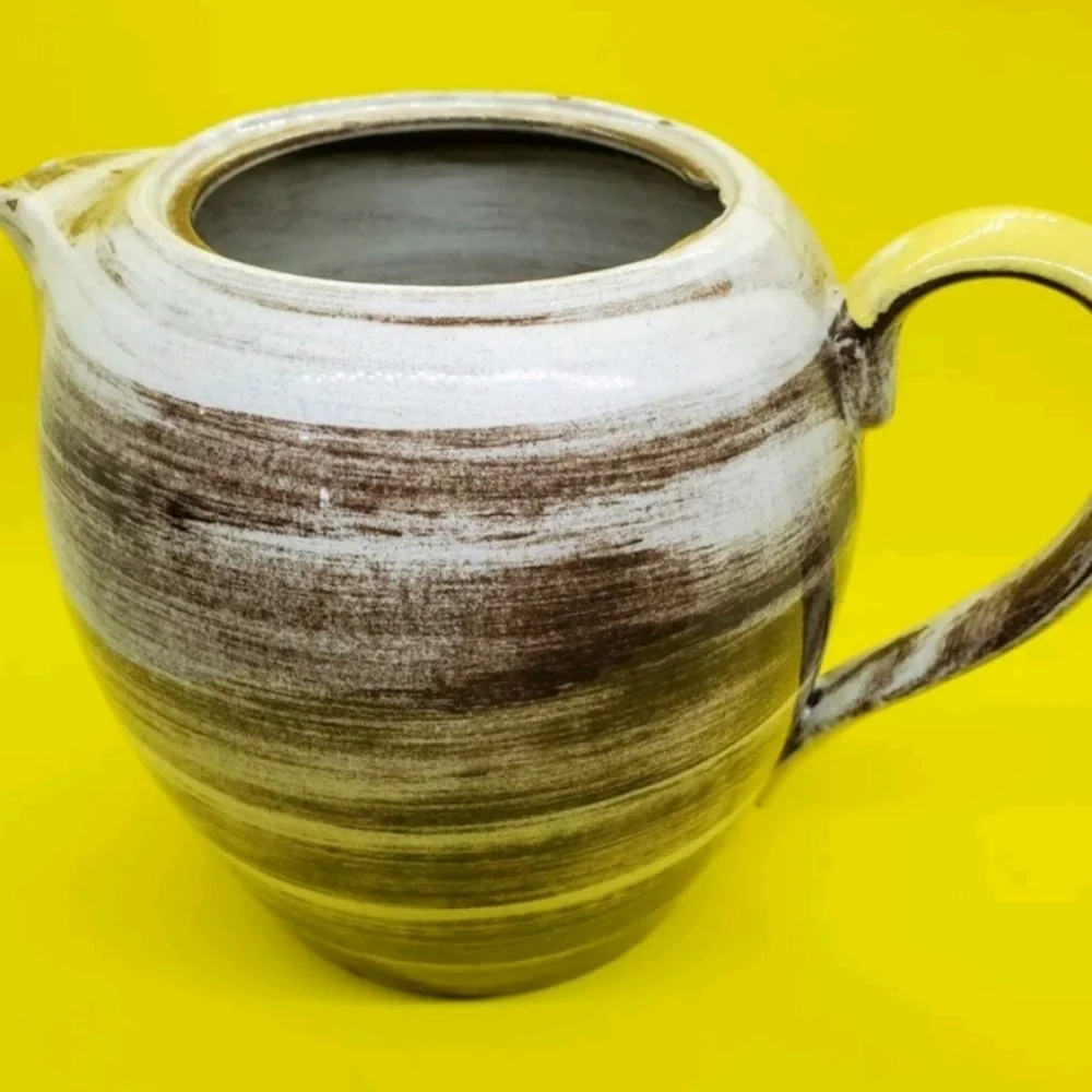 Vintage SANTA ANITA WARE VRENI Coffee Pot Yellow & Brown Swirl. - Picture 4 of 8